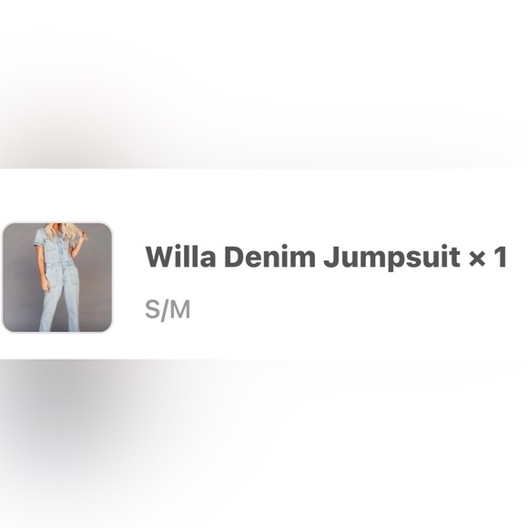 Dressed In LALA “Willa Denim Jumpsuit” Short Sleeve Pockets S/M - Picture 2 of 16